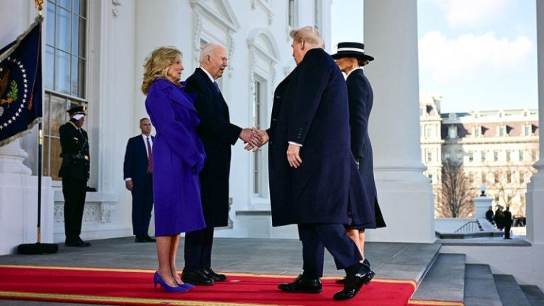 Melania Trump wears navy coat and hat for Inauguration Day church visit